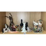 SELECTION OF RESIN ANIMAL FIGURES INCLUDING THE BARN OWL, THE KINGFISHER,