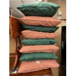 TERRACOTTA AND GREEN MOIRE SCATTER CUSHIONS