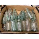 BOX OF ASSORTED 19TH CENTURY GLASS BOTTLES