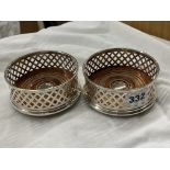 PAIR OF SILVER BOTTLE COASTERS