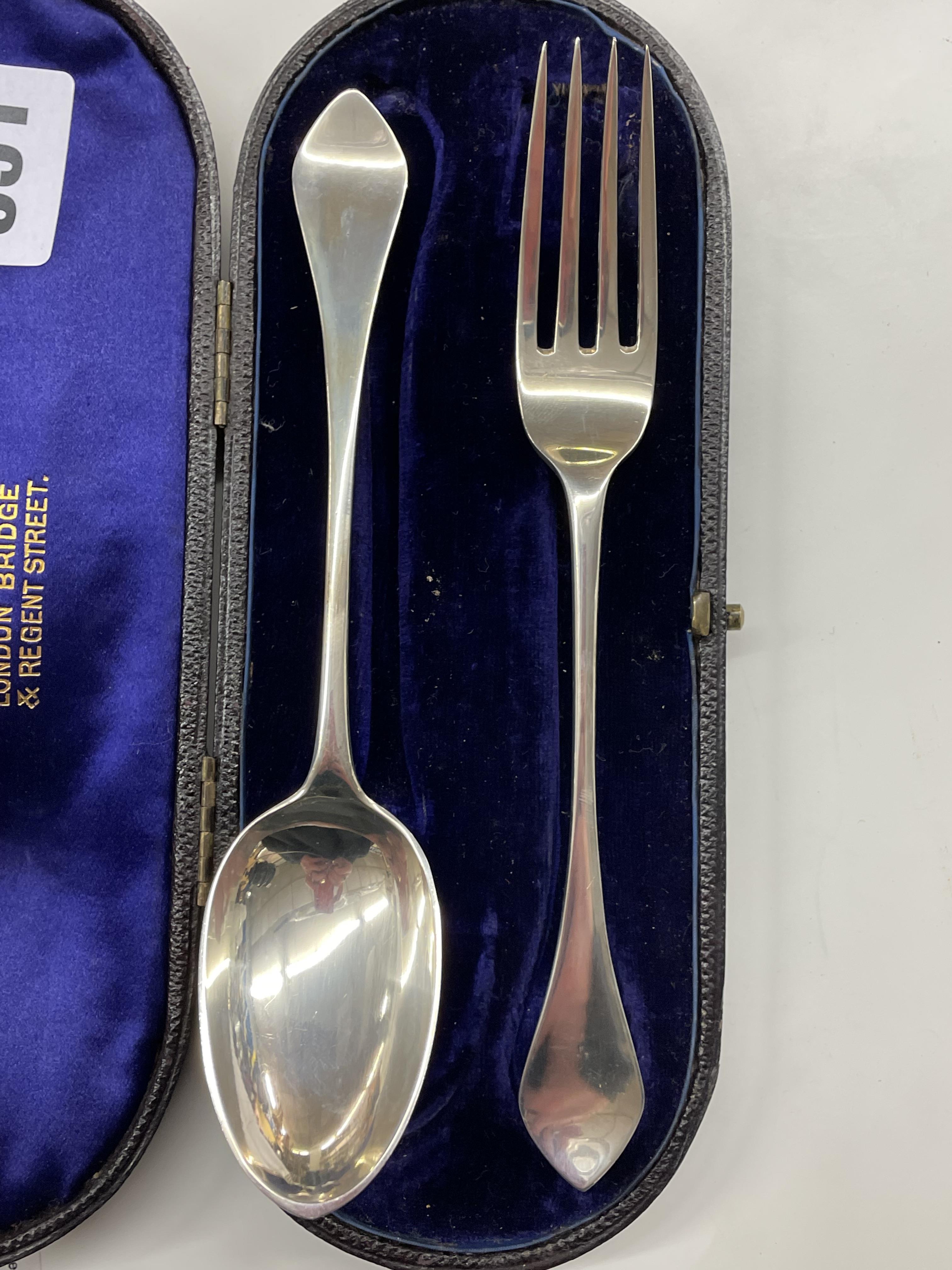 CASED MAPPIN BROTHERS LONDON SILVER SPOON AND FORK BY GEORGE ANGEL - Image 4 of 4