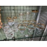 SELECTION OF GILT RIMMED DRINKING GLASSES INCLUDING BOHEMIAN TUMBLERS AND SUNDAE DISHES