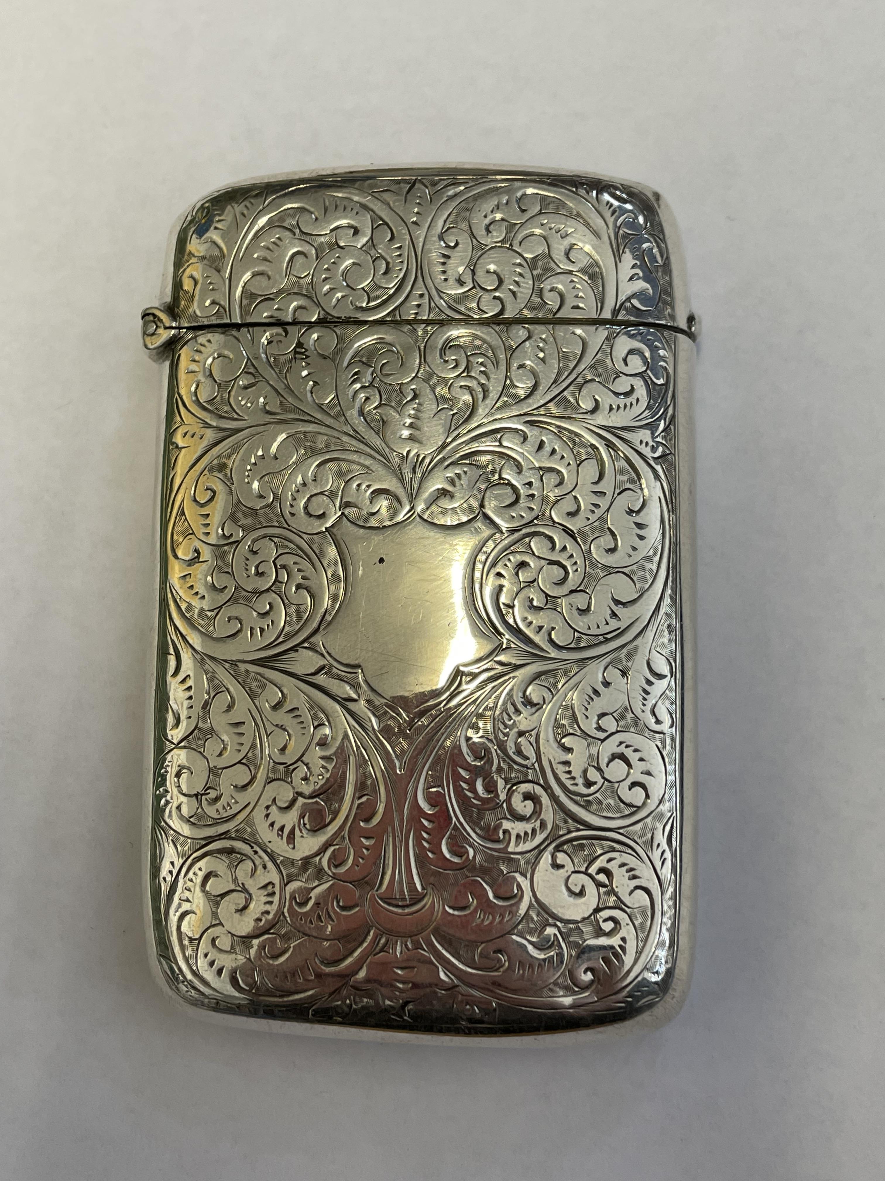 VICTORIAN BIRMINGHAM SILVER ENGRAVED CARD CASE