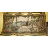 AUBUSSON TYPE WALL HANGING OF AN ITALIAN LAKE SCENE