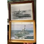 TWO PHOTOGRAPHS OF HMS WARSHIPS