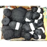 CARTON CONTAINING A LARGE QUANTITY OF BLACK WOOL