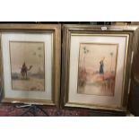 PAIR OF GILT FRAMED WATERCOLOURS OF MIDDLE EASTERN SCENES SIGNED J.W.