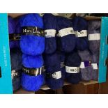 CARTON CONTAINING A LARGE QUANTITY OF BLUE AND PURPLE MOHAIR WOOL