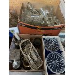 TWO BOXES OF ASSORTED GLASSWARE,