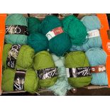 CARTON CONTAINING A LARGE QUANTITY OF GREEN WOOL