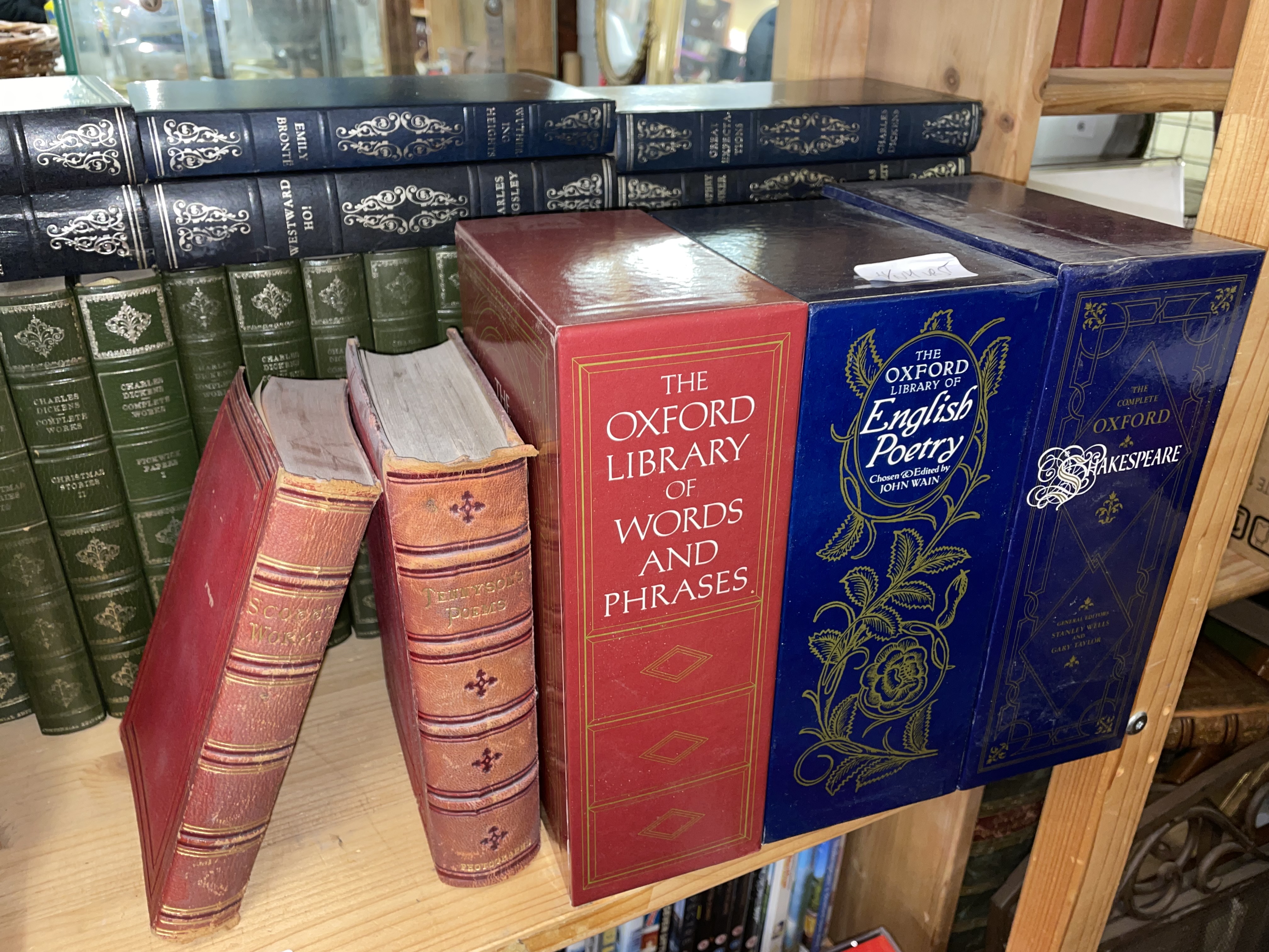 TWO SHELVES OF BOOKS INCLUDING THE OXFORD LIBRARY, CHARLES DICKENS AND ASSORTED NOVELS, - Image 4 of 6