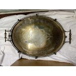 SUPERB QUALITY LATE 19TH CENTURY SILVER PLATED GALLERY TRAY WITH ENGRAVED MONOGRAM