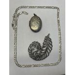 SILVER ENGRAVED OVAL LOCKET,