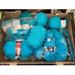 CARTON CONTAINING A LARGE QUANTITY OF BLUE WOOL