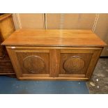 OAK BLANKET BOX WITH ROUNDEL PANELS