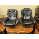 PAIR OF MELLVINA VINYL TUB CHAIRS WITH CHROME BASES