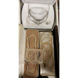 SETS OF SIMULATED PEARLS AND A WATCH AND NECKLACE SET