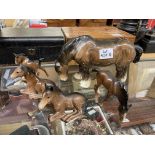 FOUR BESWICK HORSE AND FOAL FIGURES A/F