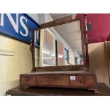 EARLY 19TH CENTURY MAHOGANY BOXED TOILET MIRROR FITTED WITH THREE DRAWERS