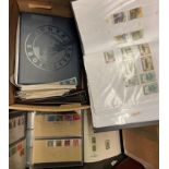 BOX OF ASSORTED STAMPS AND FIRST DAY COVERS