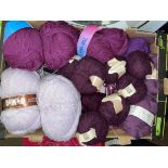 CARTON CONTAINING A LARGE QUANTITY OF PURPLE WOOL