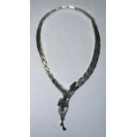 925 SILVER FLAT CURB LINK SERPENT WRAPAROUND NECKLACE
