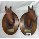 TWO BESWICK HORSE HEAD PLAQUES - RED RUM AND ARKLE (CHIP TO EAR)