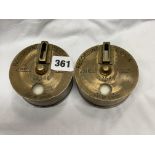 TWO BRASS RECORDING CLOCKS STAMPED DENT 72546 AND 72544
