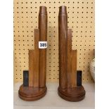 PAIR OF WOODEN ART DECO INSPIRED CANDLEHOLDERS