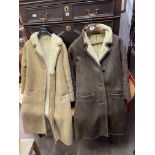 TWO SHEEPSKIN THREE QUARTER LENGTH COATS