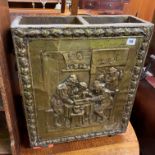 BRASS EMBOSSED PANEL TWO DIVISION CANE STAND