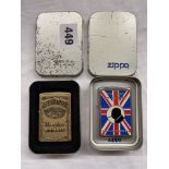 TWO TINNED ZIPPO LIGHTERS