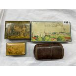 GAME OF CHANCE PANELLED BOX, TOOTH POWDER BOX,