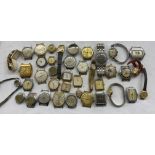 BAG OF ASSORTED MAINLY GENTS WRIST WATCH FACES WITH MOVEMENTS