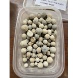 TUB OF VARIOUS ANTIQUE MUSKET BALLS (METAL DETECTOR FINDS)