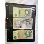 SLEEVE CONTAINING AN OLD ONE POUND NOTE AND TWENTY POUND NOTE AND OTHER ONE POUND DENOMINATION