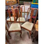 SET OF FOUR QUEEN ANNE STYLE CABRIOLE LEG DINING CHAIRS