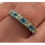 9CT GOLD AQUAMARINE AND ILLUSION SET DRESS RING 2.