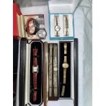 CASED WATCH AND MATCHING BRACELET SETS AND WRIST WATCHES