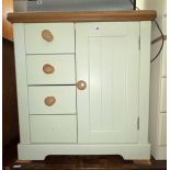 CREAM AND WOOD CHEST/CUPBOARD