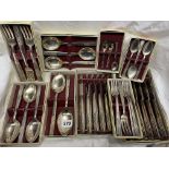 BOXED ARDEN PLATE CUTLERY INCLUDING DESSERT KNIVES, SPOONS,