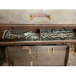 TWO VINTAGE PINE CARPENTRY TOOL CHESTS, ONE FITTED WITH DRAWERS CONTAINING CHISELS, DRILL BITS,