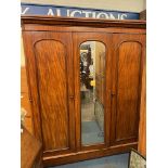 VICTORIAN MAHOGANY COMPACTUM WARDROBE WITH FITTED INTERIOR