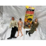 THREE ACTION MAN FIGURES AND VARIOUS ACCOMPANYING ACCESSORIES