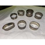 SIX VARIOUS SILVER NAPKIN RINGS