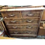 VICTORIAN FLAME MAHOGANY TWO OVER THREE DRAWER CHEST ON BUN FEET