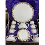 CASED VELVET LINED NORITAKE AND MINTON MATCHED BONE CHINA TEA SERVICE
