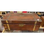 VICTORIAN BRASS BOUND ROSEWOOD WRITING BOX A/F