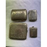 BAG CONTAINING TWO ELECTRO PLATED ENGRAVED VESTA CASES AND CIGARETTE CASES