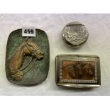 PEWTER EQUESTRIAN HUNTING SNUFF BOX,